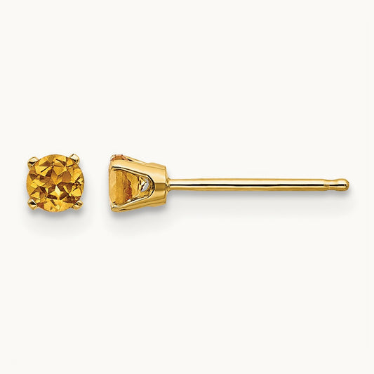 November/Citrine Post Earrings — 3mm