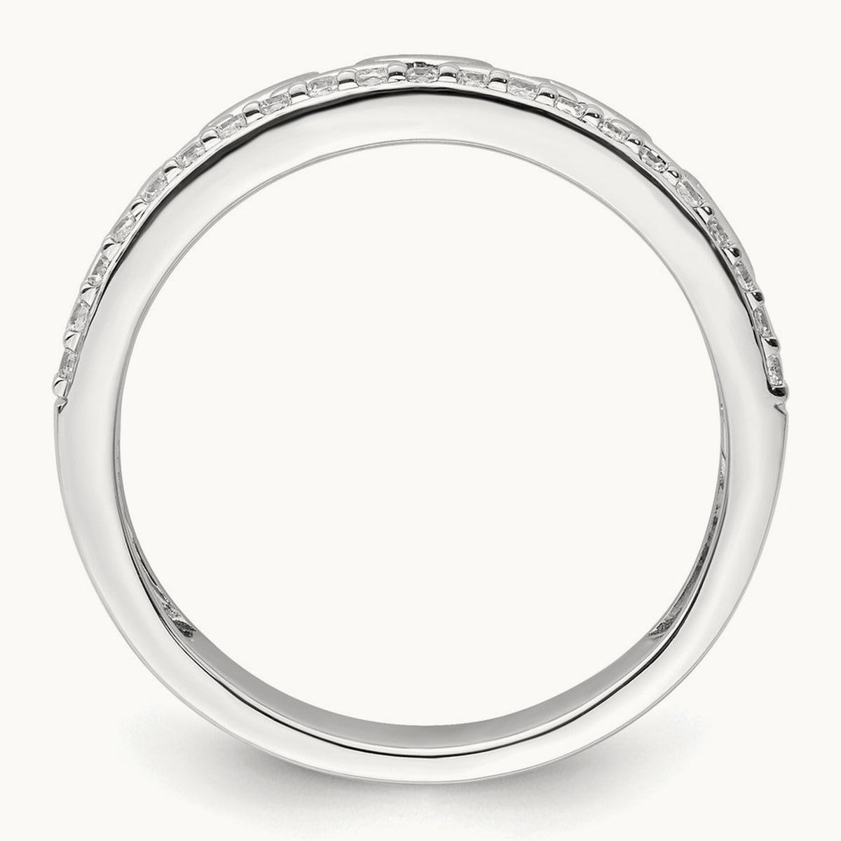 Polished Diamond Double Band Fashion Ring, 14K White Gold
