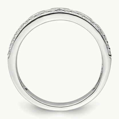 Polished Diamond Double Band Fashion Ring, 14K White Gold