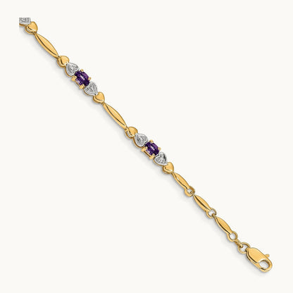 Diamond and Amethyst Bracelet — 14K Yellow Gold