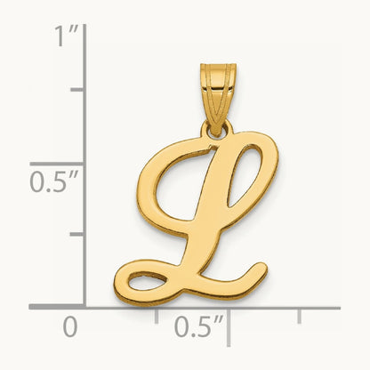 Script Letter L Initial Pendant, 14K