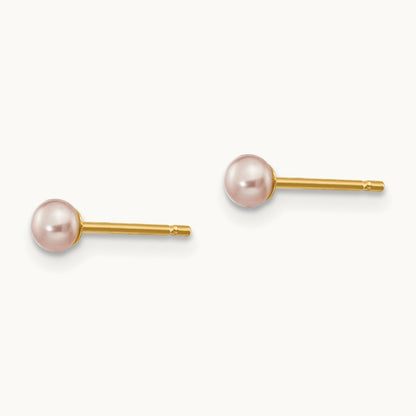 3- Purple Button Freshwater Cultured Pearl Stud Post Earrings, 4mm, 14K