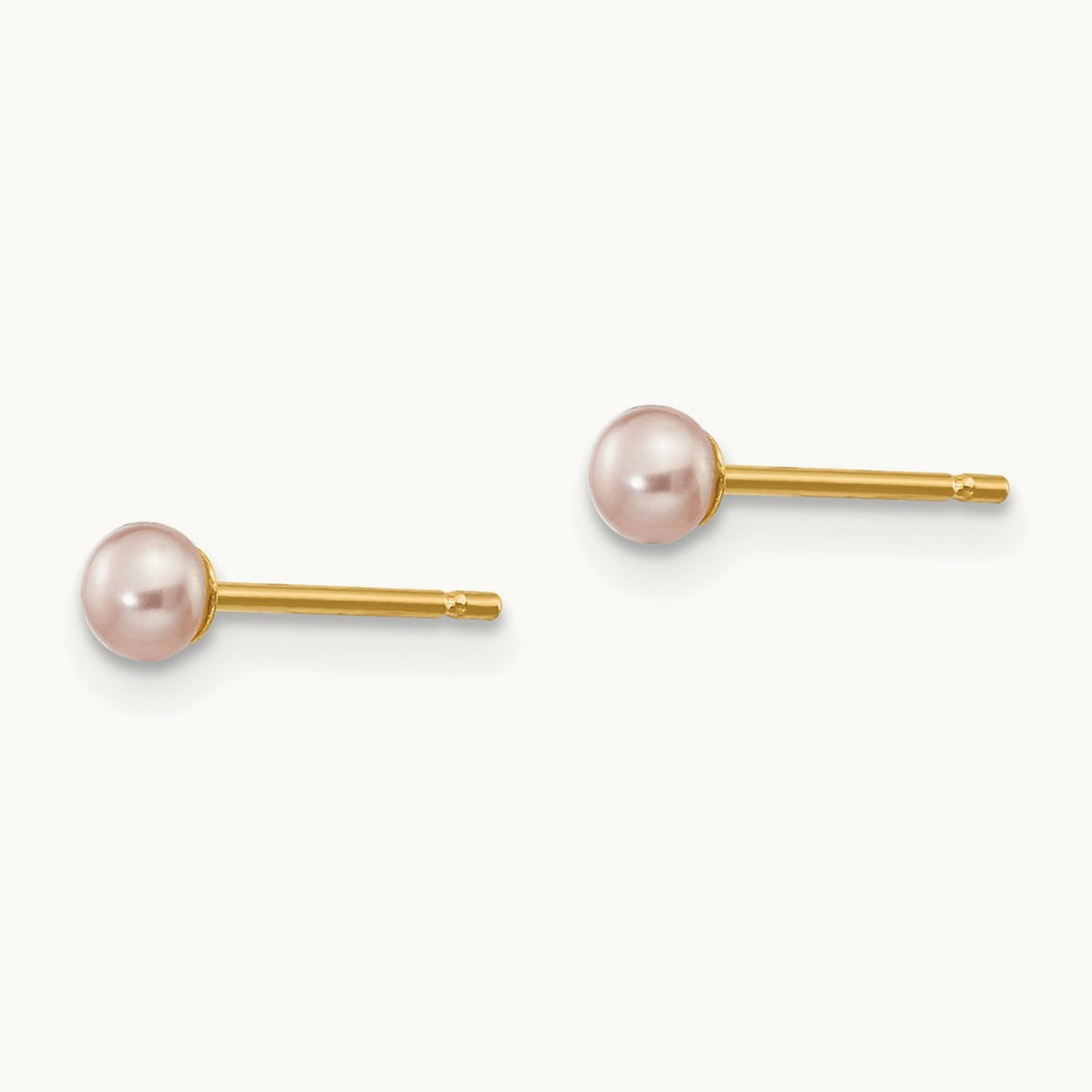 3- Purple Button Freshwater Cultured Pearl Stud Post Earrings, 4mm, 14K