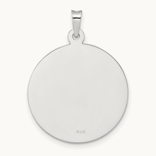 Polished Saint Joseph Solid Medal Pendant, 14K White Gold