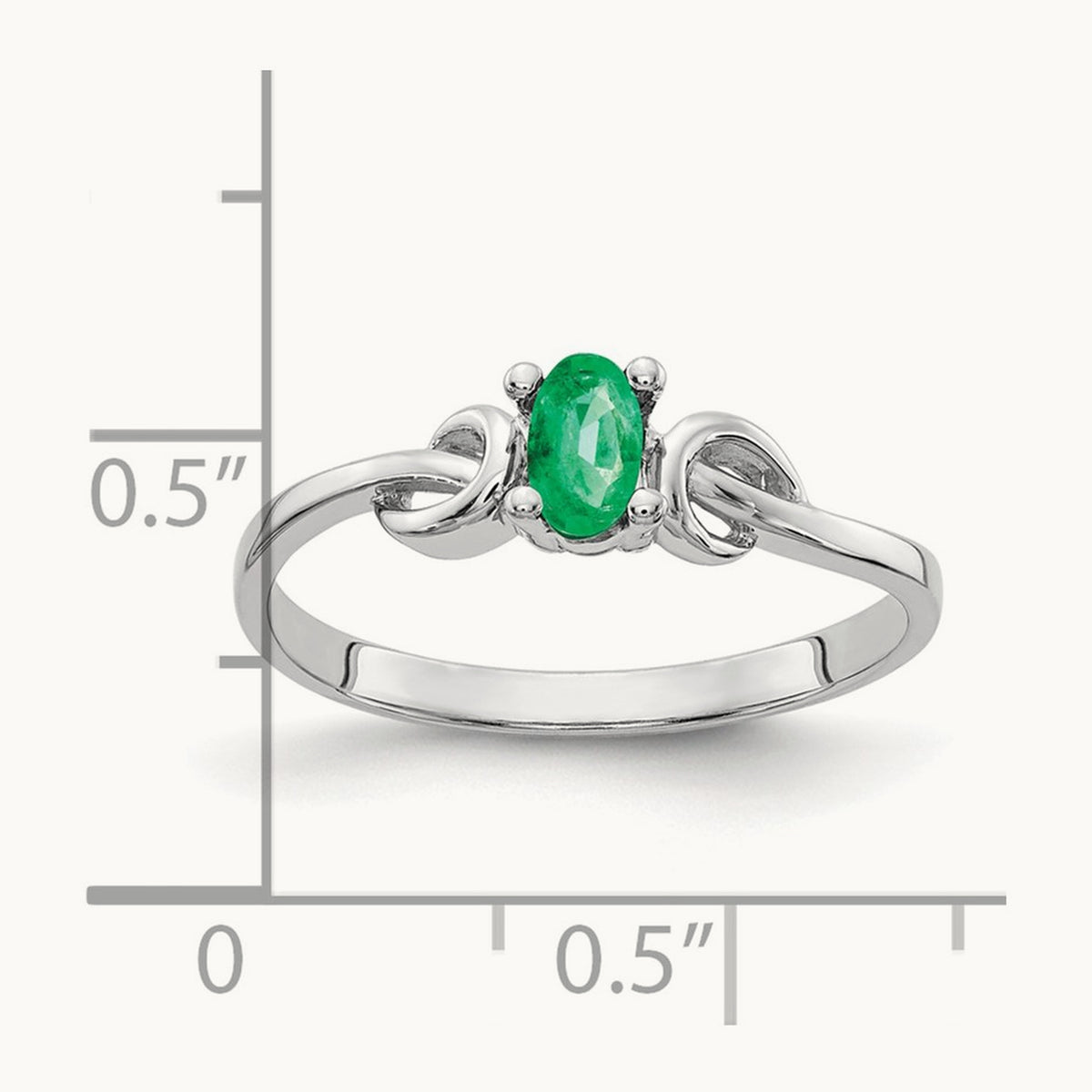 5x3mm Oval Emerald ring, 14K White Gold