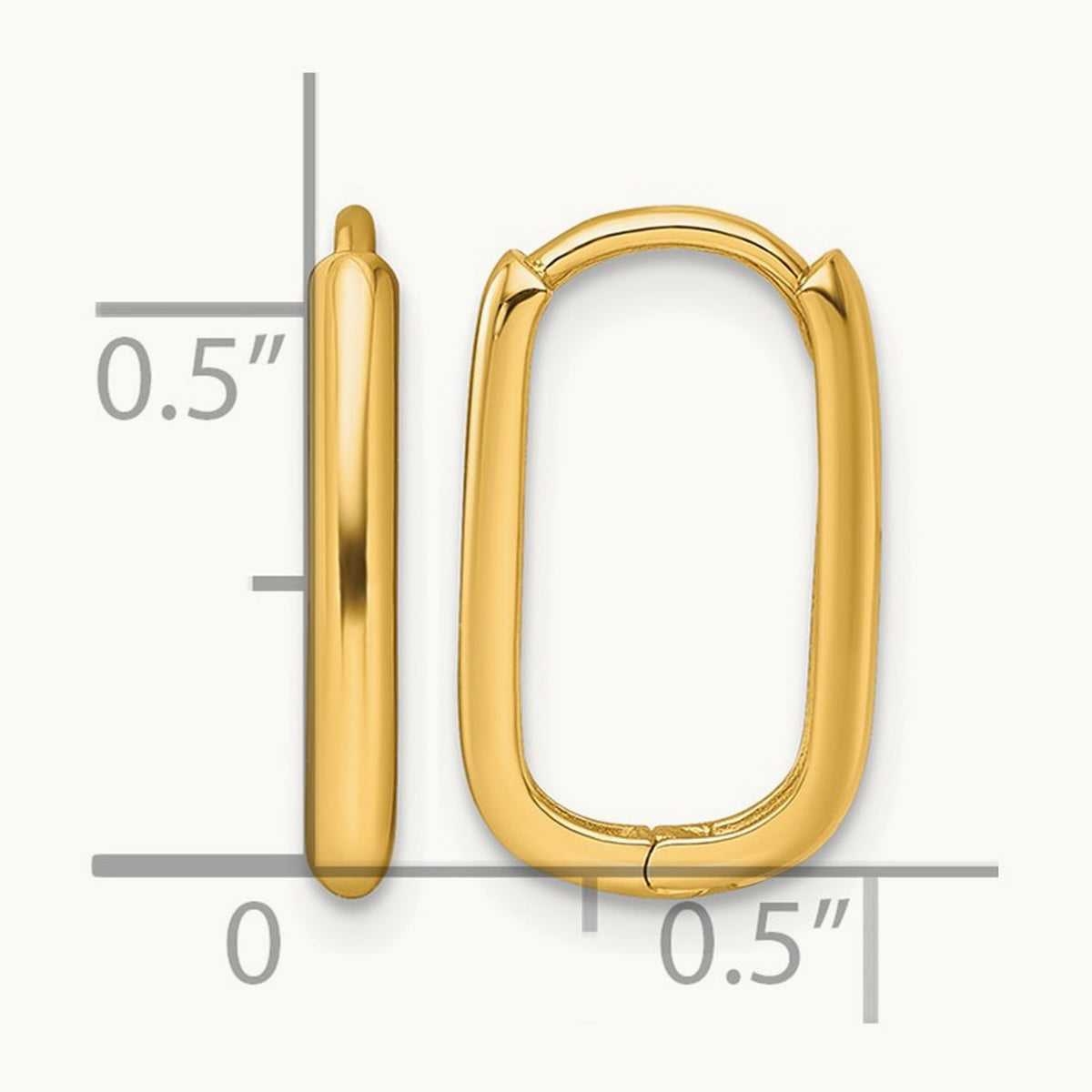 Polished Oval Hinged Hoop Earrings — 14K Yellow Gold, 16.2mm