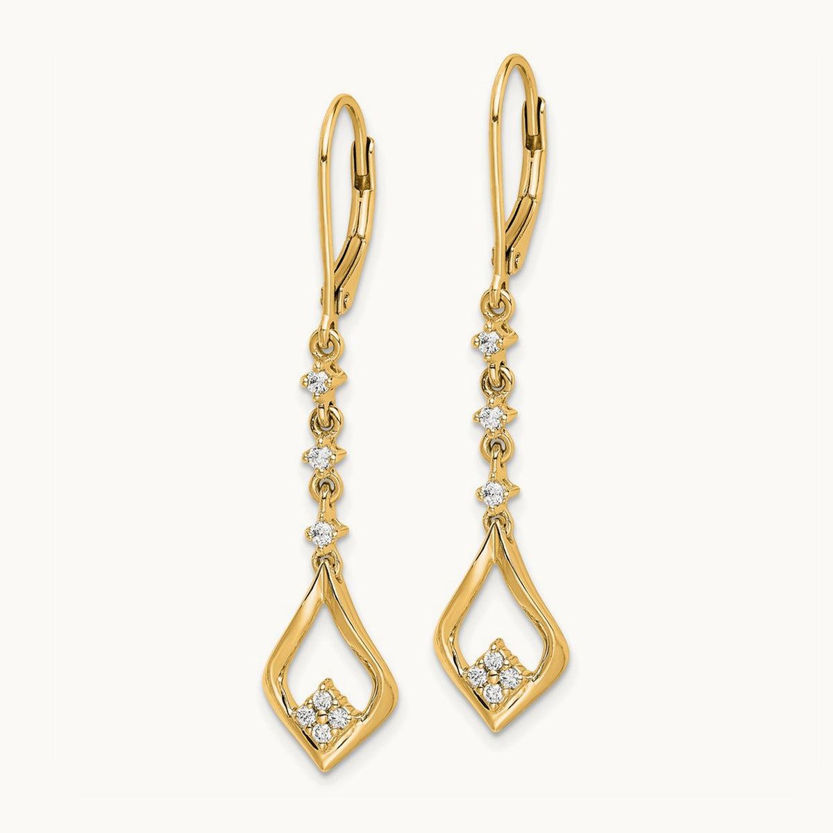 Dangle Leverback Earrings, 0.20 ct tw Lab-Grown Diamond — 14K Yellow Gold