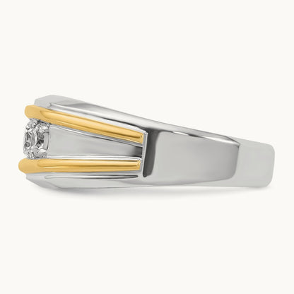 IBGoodman Men's Polished 3-Stone Diamond Ring, 14K Two-tone