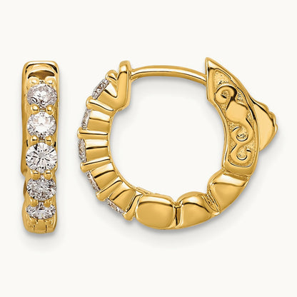 .46ct 10- Round Hoop w/ Safety Clasp Diamond Earrings, 2.25mm, 14K