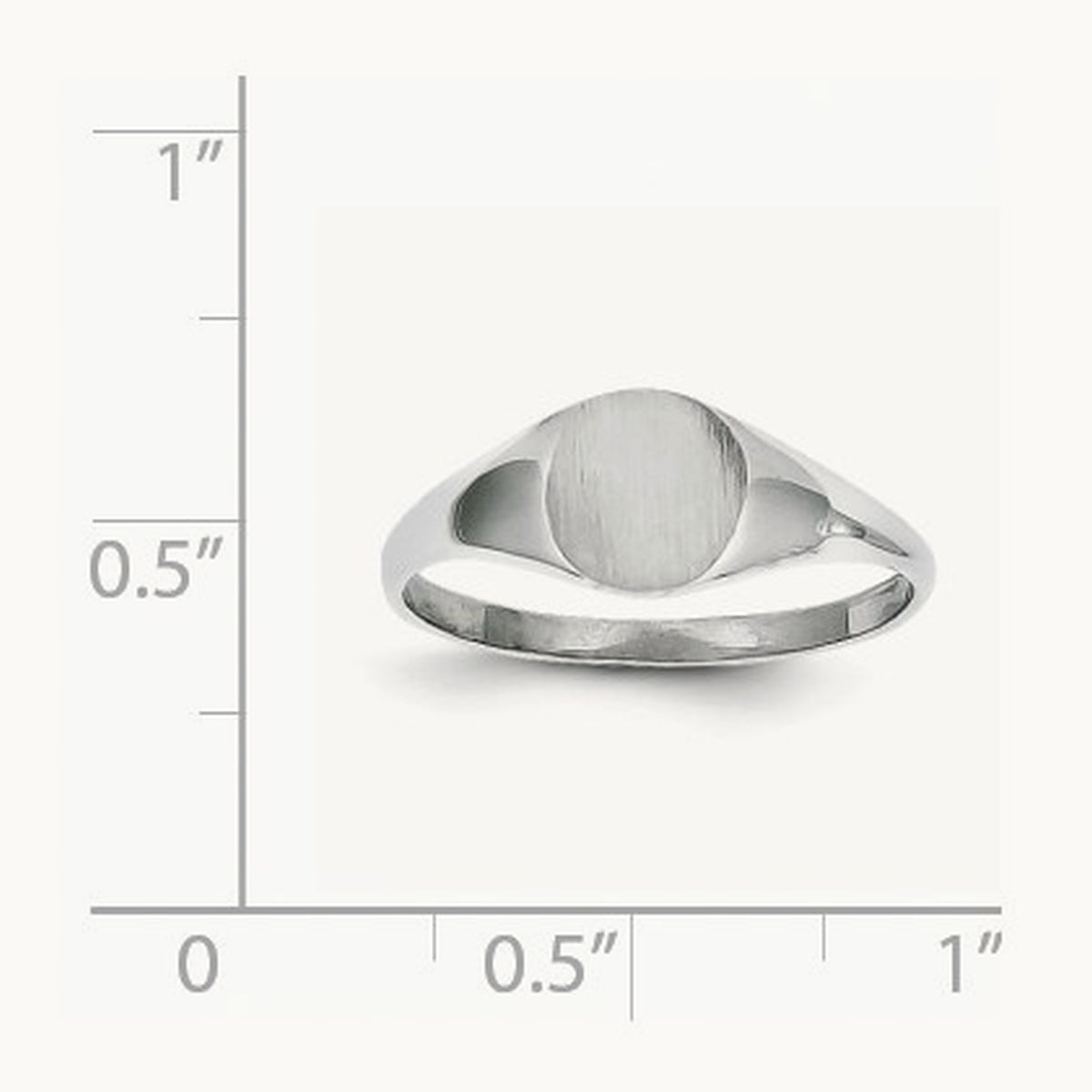 6.5x7. Closed Back Signet Ring, 5mm, 14K White Gold