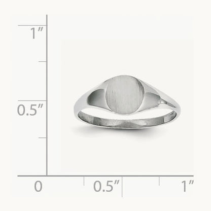 6.5x7. Closed Back Signet Ring, 5mm, 14K White Gold