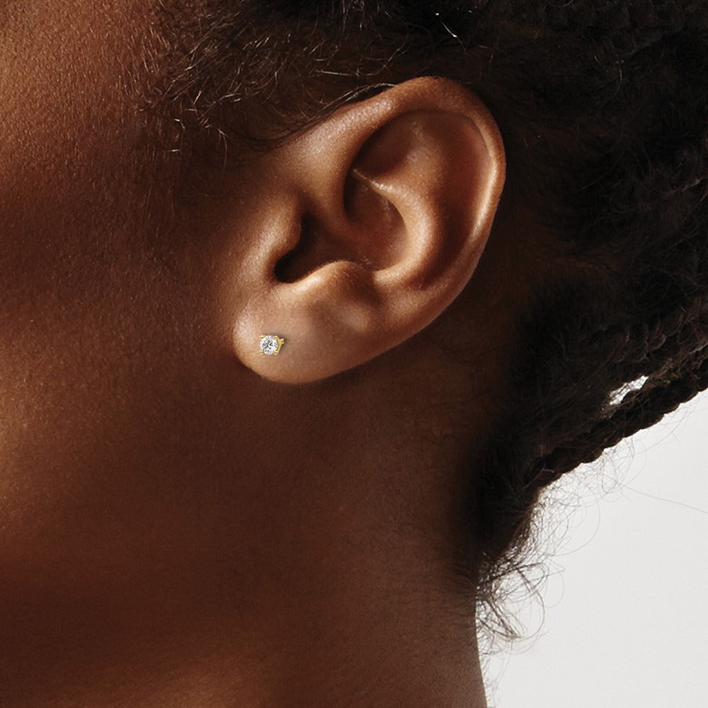 Diamond Stud Thread on/off Post Earrings — 14K Yellow Gold, 2.7mm