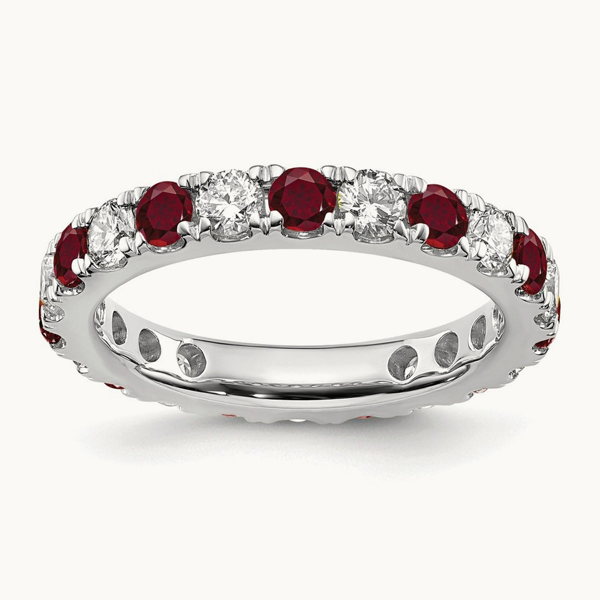 Created Ruby Eternity Band — 14K White Gold, 3.25 mm