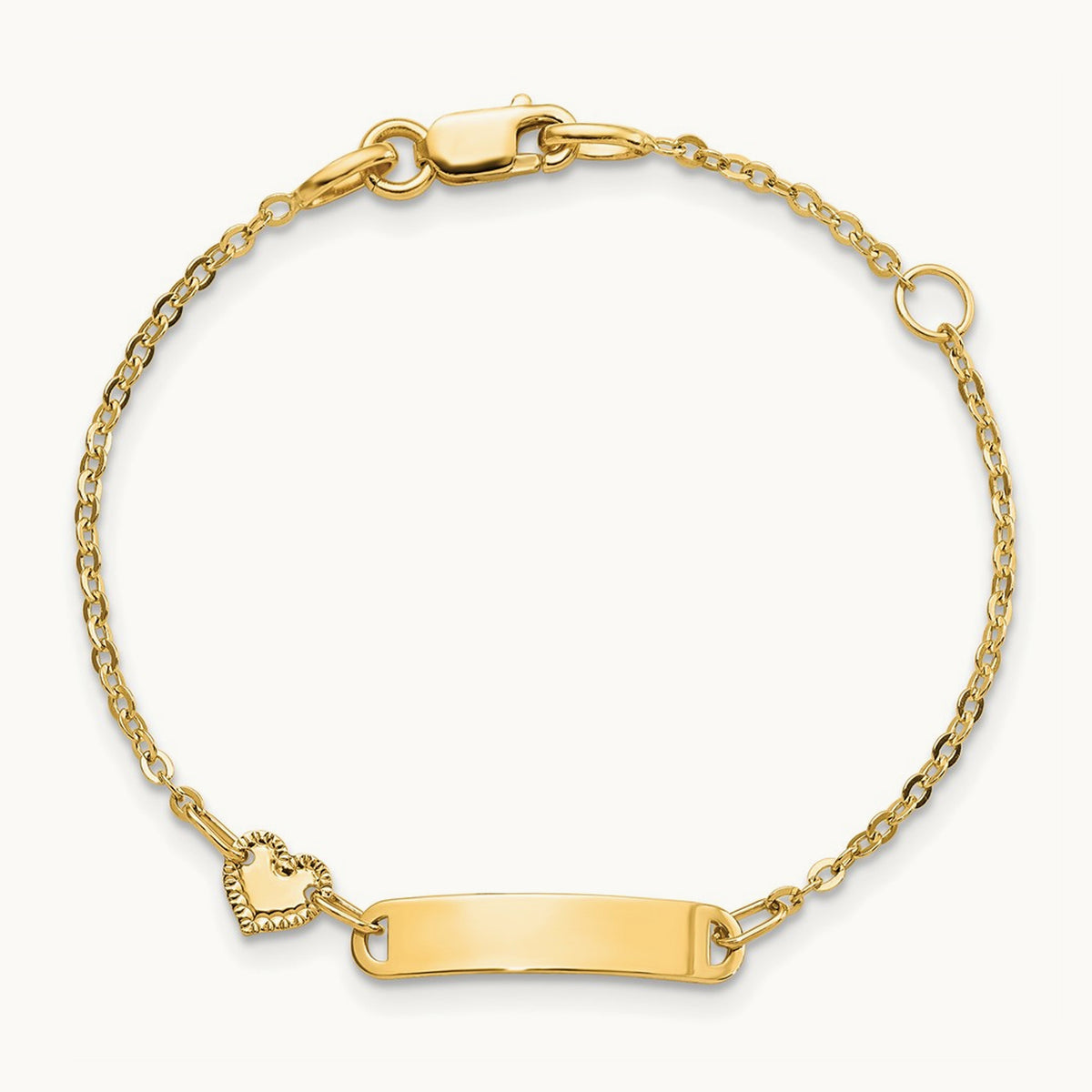 Polished ID with Heart Childrens Bracelet, 14K