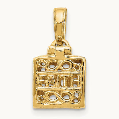 3D Faith and Hope Prayer Box Charm, 14K