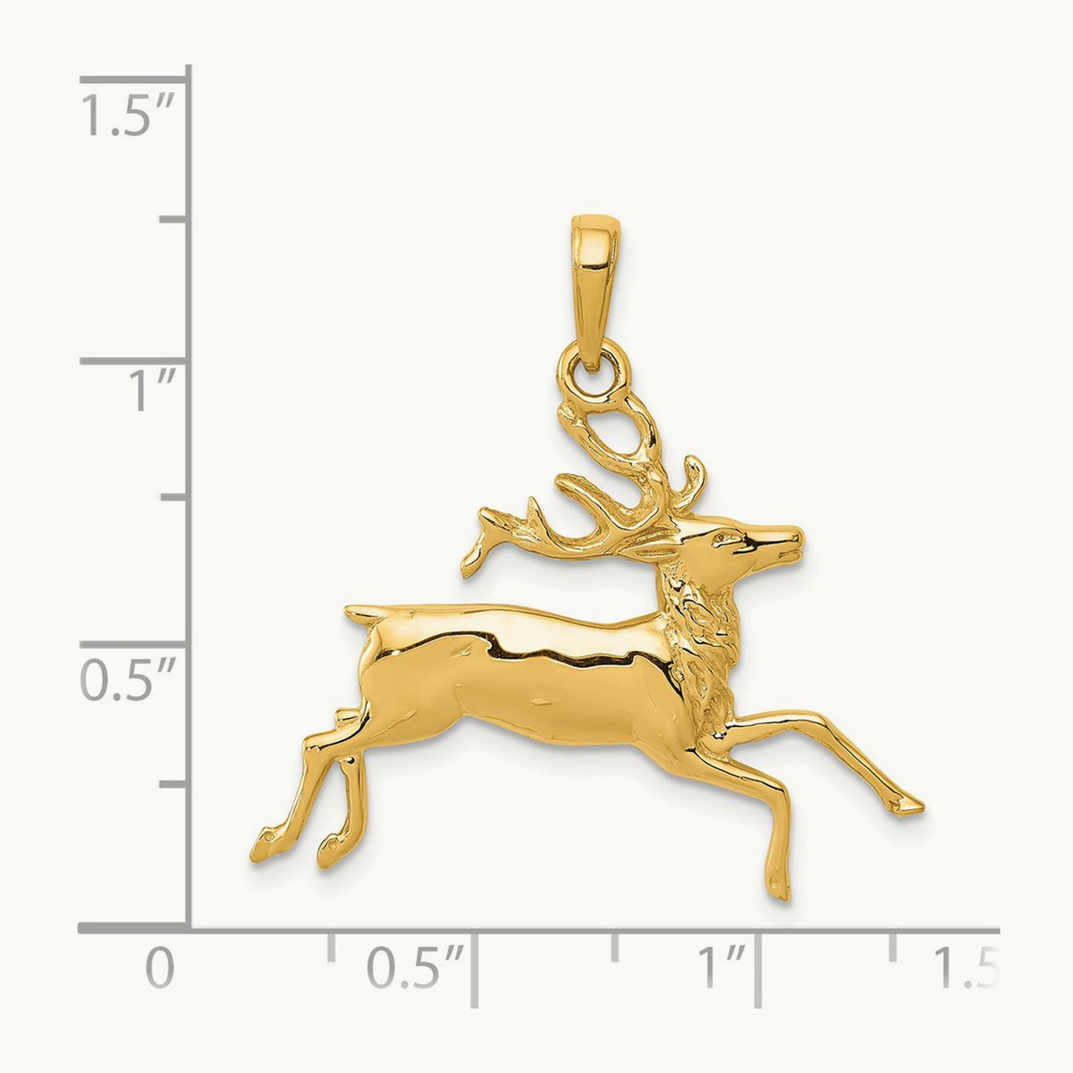 Deer Running Pendant, 14K