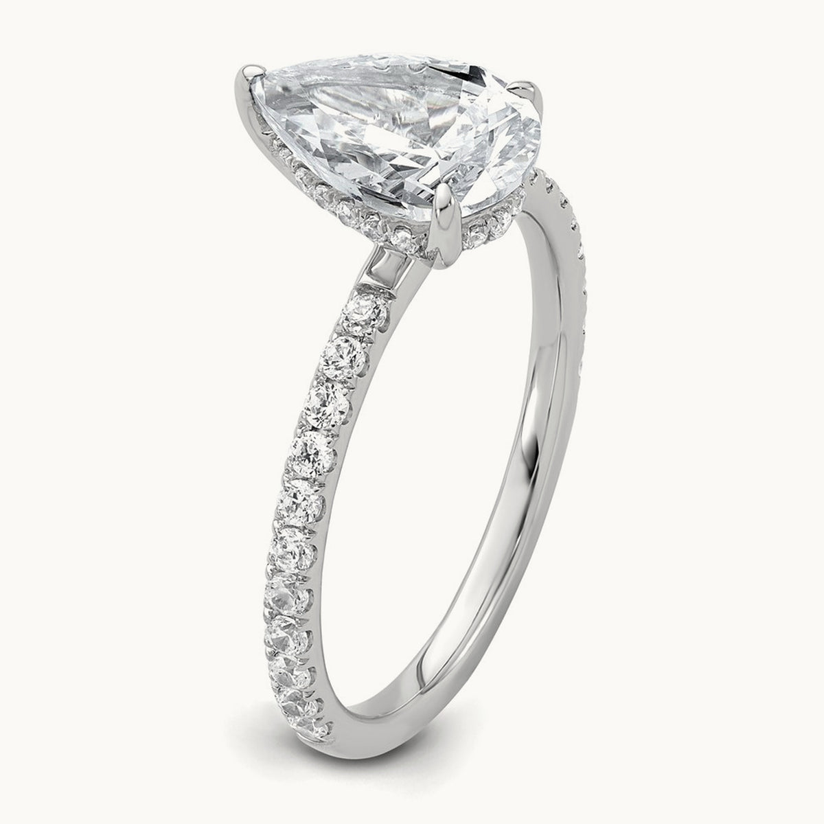 Pear Solitaire Engagement Ring, 1.25-4.75 ct tw Lab-Grown Diamond — 2 ct, 14K White Gold