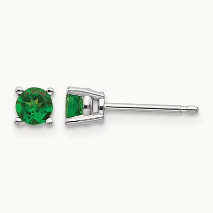 Tsavorite Earrings, 14K White Gold