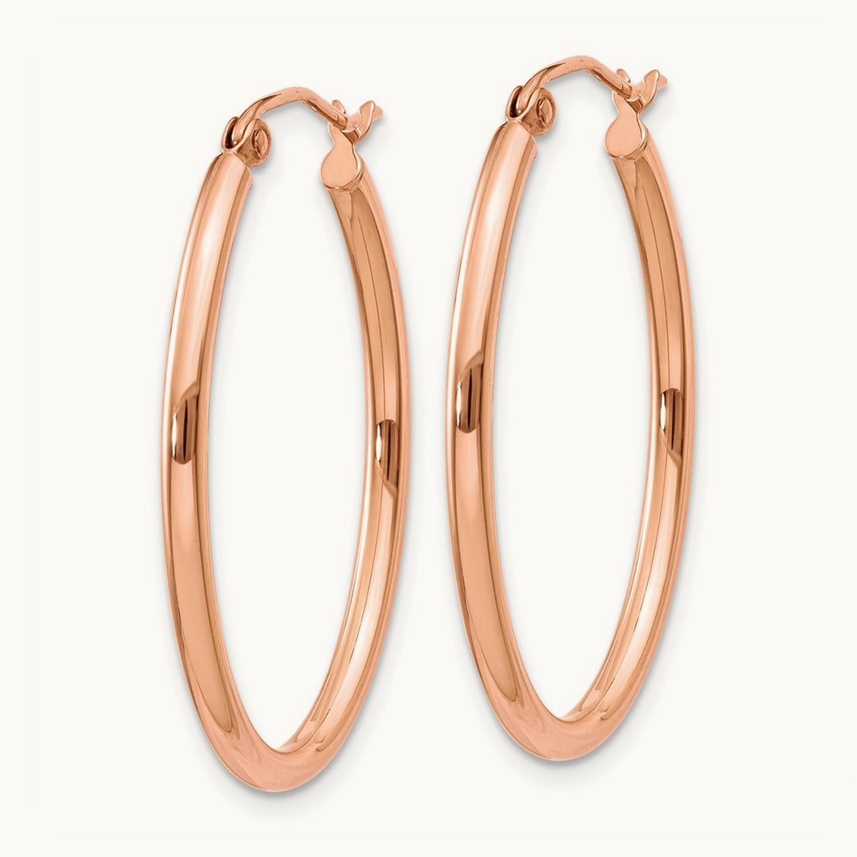 Oval Hoop Earrings — 14K Rose Gold, 21mm