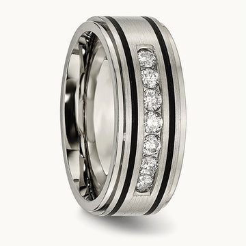 Titanium Polished/Brushed Enameled 9mm Band, 0.50 ct tw