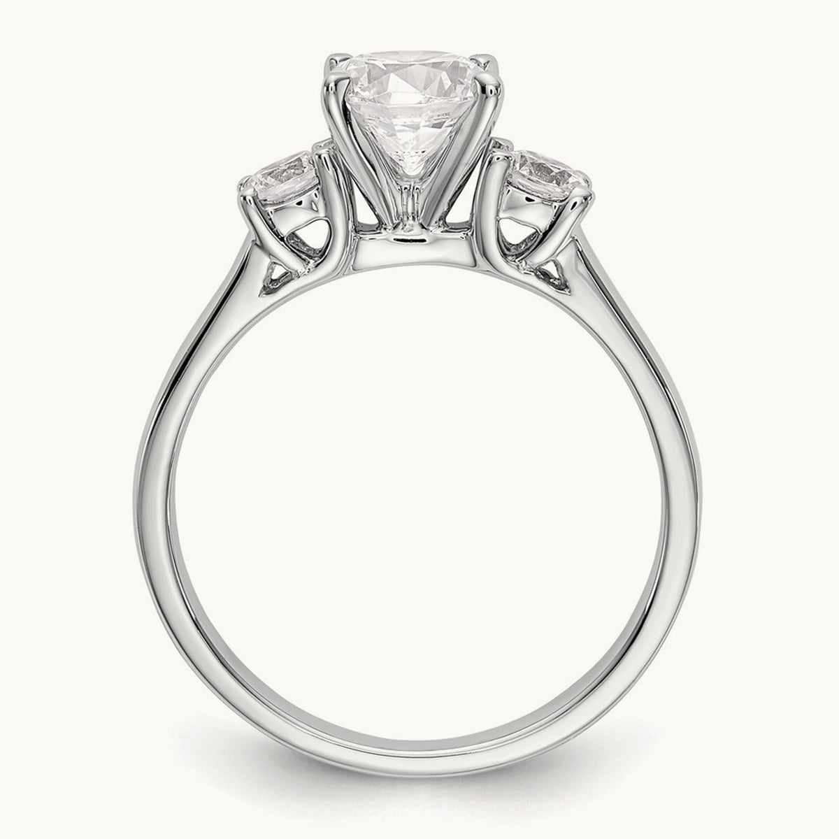 3-Stone Diamond Peg Set Semi-mount Engagement Ring, 14K White Gold