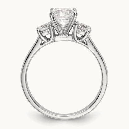 3-Stone Diamond Peg Set Semi-mount Engagement Ring, 14K White Gold
