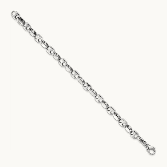 Hand-polished Fancy Link Bracelet, 7.2mm, 14K White Gold