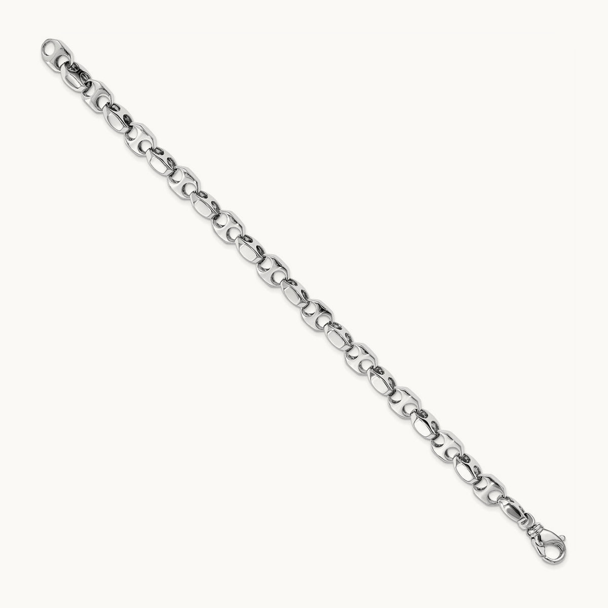 Hand-polished Fancy Link Bracelet, 7.2mm, 14K White Gold