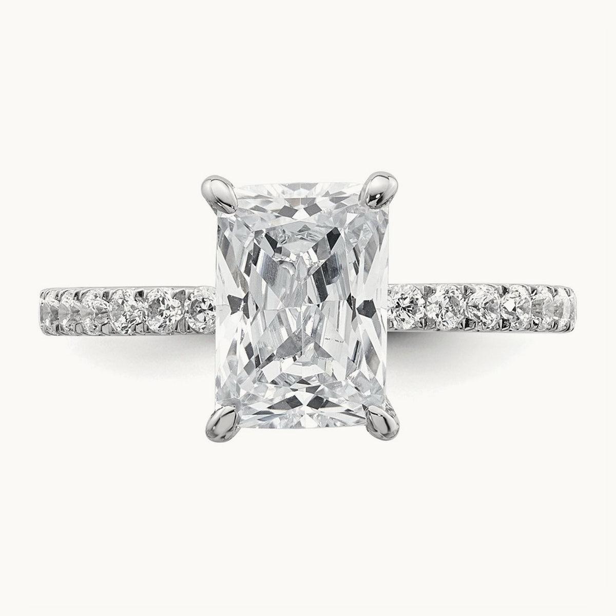 Solitaire with Flair Engagement Ring, 1.25-2.25 ct tw Lab-Grown Diamond — 2 3/8 ct, 14K White Gold