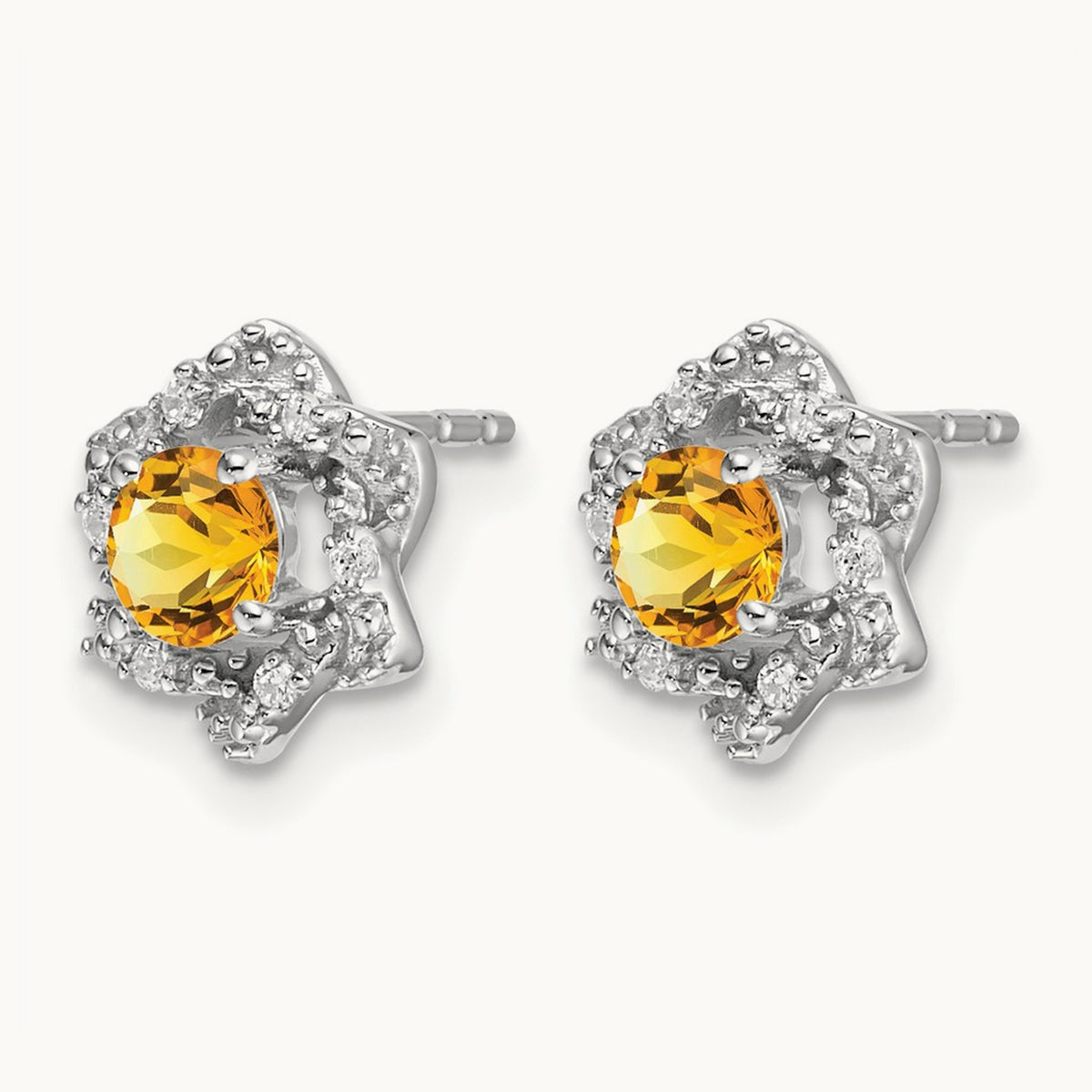 Citrine and Diamond Post Earrings — photo set
