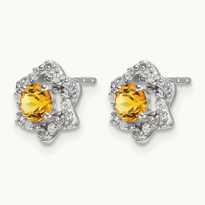 Citrine and Diamond Post Earrings — photo set