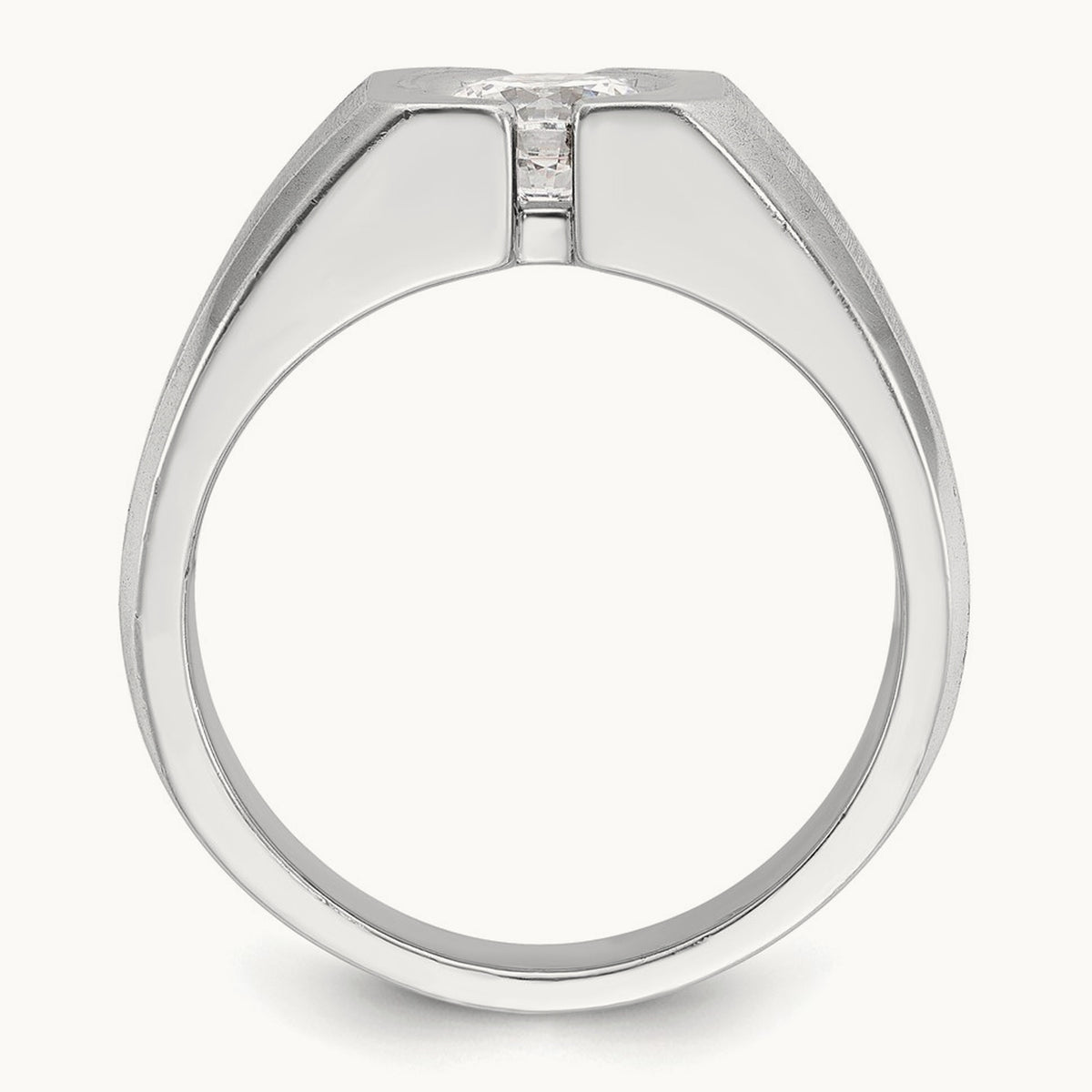 Polished & Satin Men's Ring, 1.00 ct tw Lab-Grown Diamond
