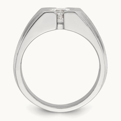 Polished & Satin Men's Ring, 1.00 ct tw Lab-Grown Diamond