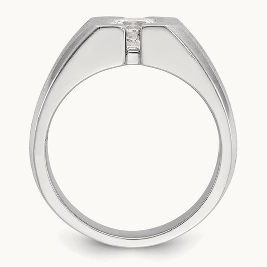 Polished & Satin Men's Ring, 1.00 ct tw Lab-Grown Diamond