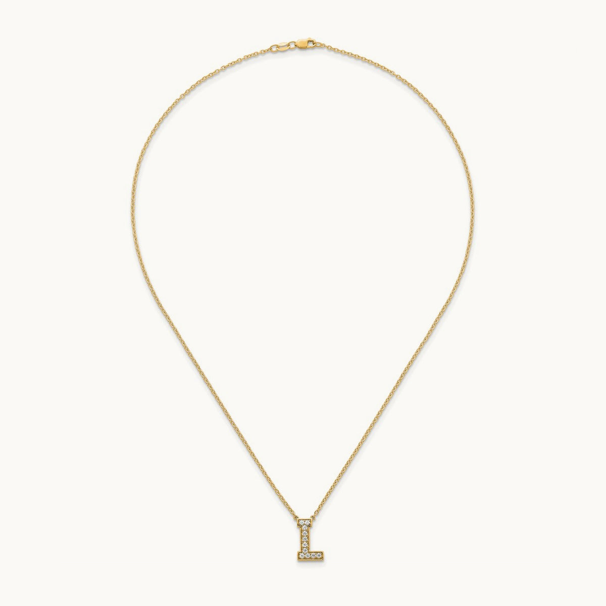 Initial Necklace — 14K Yellow Gold, L, 1/4 ct
