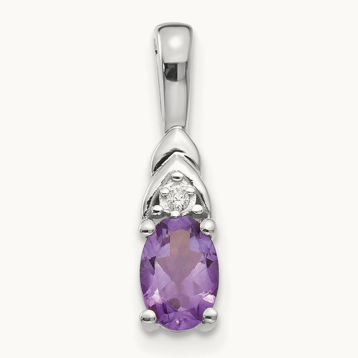 Amethyst and Diamond Pendant — 14K White Gold
