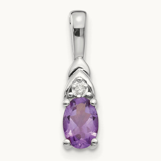 Amethyst and Diamond Pendant — 14K White Gold