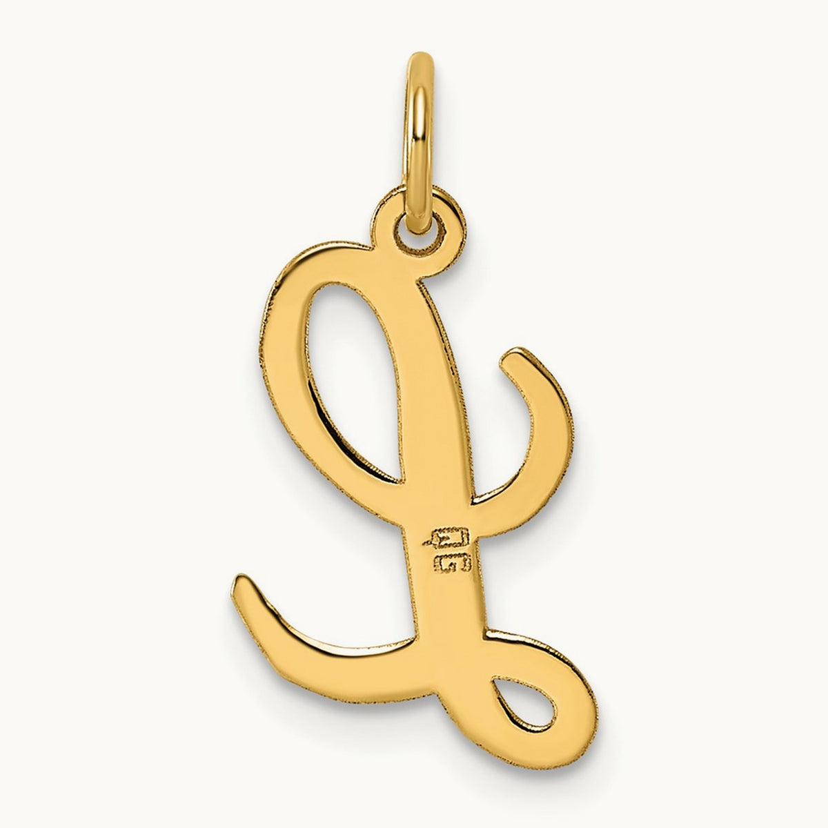 Medium Script Initial Charm — 14K Yellow Gold, L
