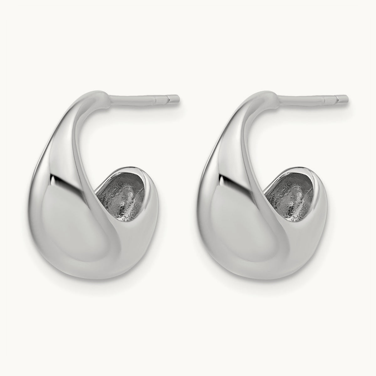 RH-Plated Polished J-Hoop Earrings, Sterling Silver — Leslie's