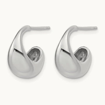 RH-Plated Polished J-Hoop Earrings, Sterling Silver — Leslie's