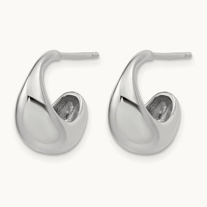 RH-Plated Polished J-Hoop Earrings, Sterling Silver — Leslie's