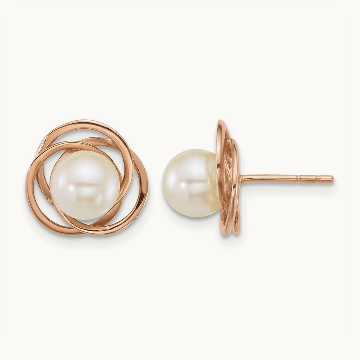 RG 6- Rnd South Sea Saltwater Cultured Pearl Post Earrings, 7mm, 14K