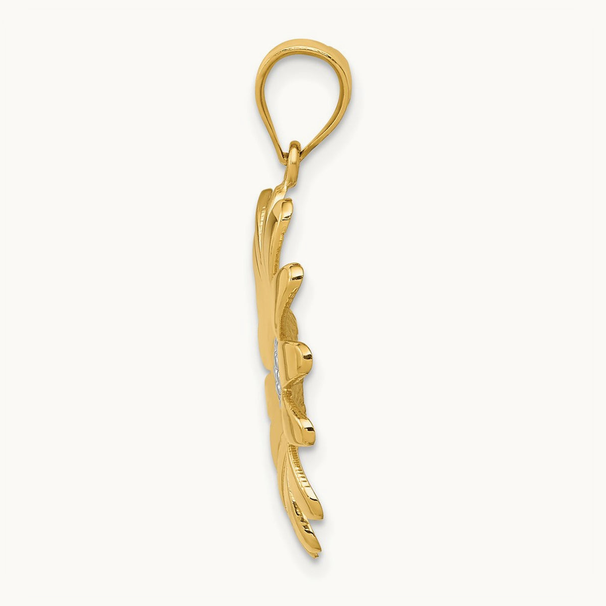 w/Rhodium Sunflower Pendant, 14K