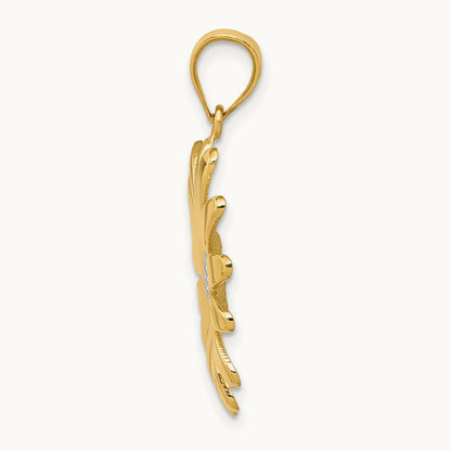 w/Rhodium Sunflower Pendant, 14K