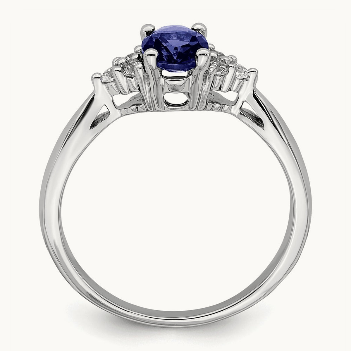 Created Sapphire and Diamond Ring, 14K White Gold