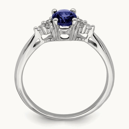 Created Sapphire and Diamond Ring, 14K White Gold