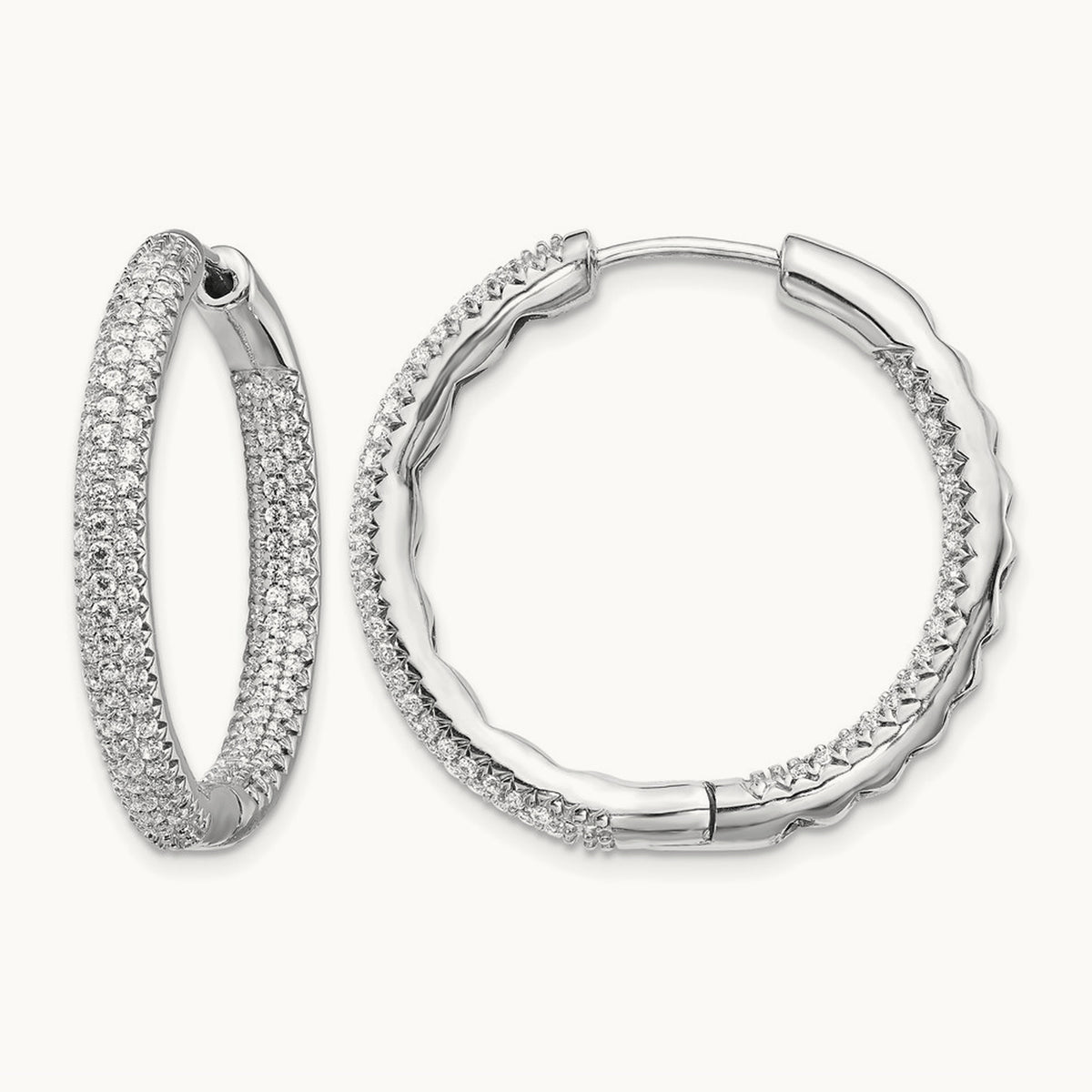 1 1/2Ctw Hinged Hoop Diamond Earrings, 14K White Gold