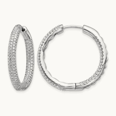1 1/2Ctw Hinged Hoop Diamond Earrings, 14K White Gold