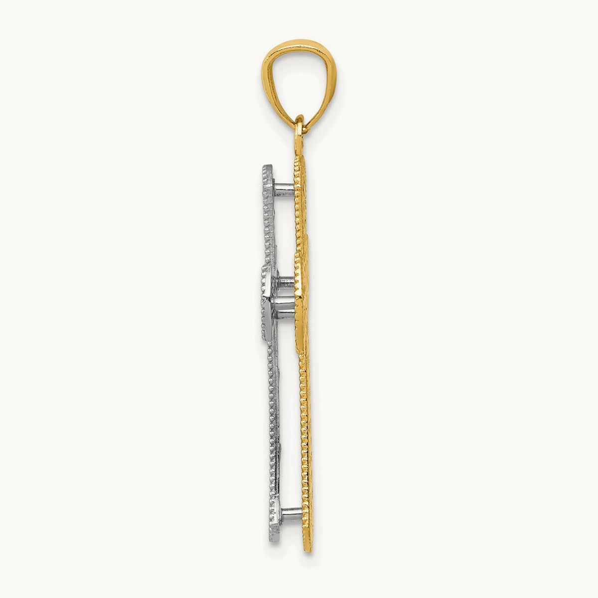 Polished 2 Level Cross Pendant — 35.25mm