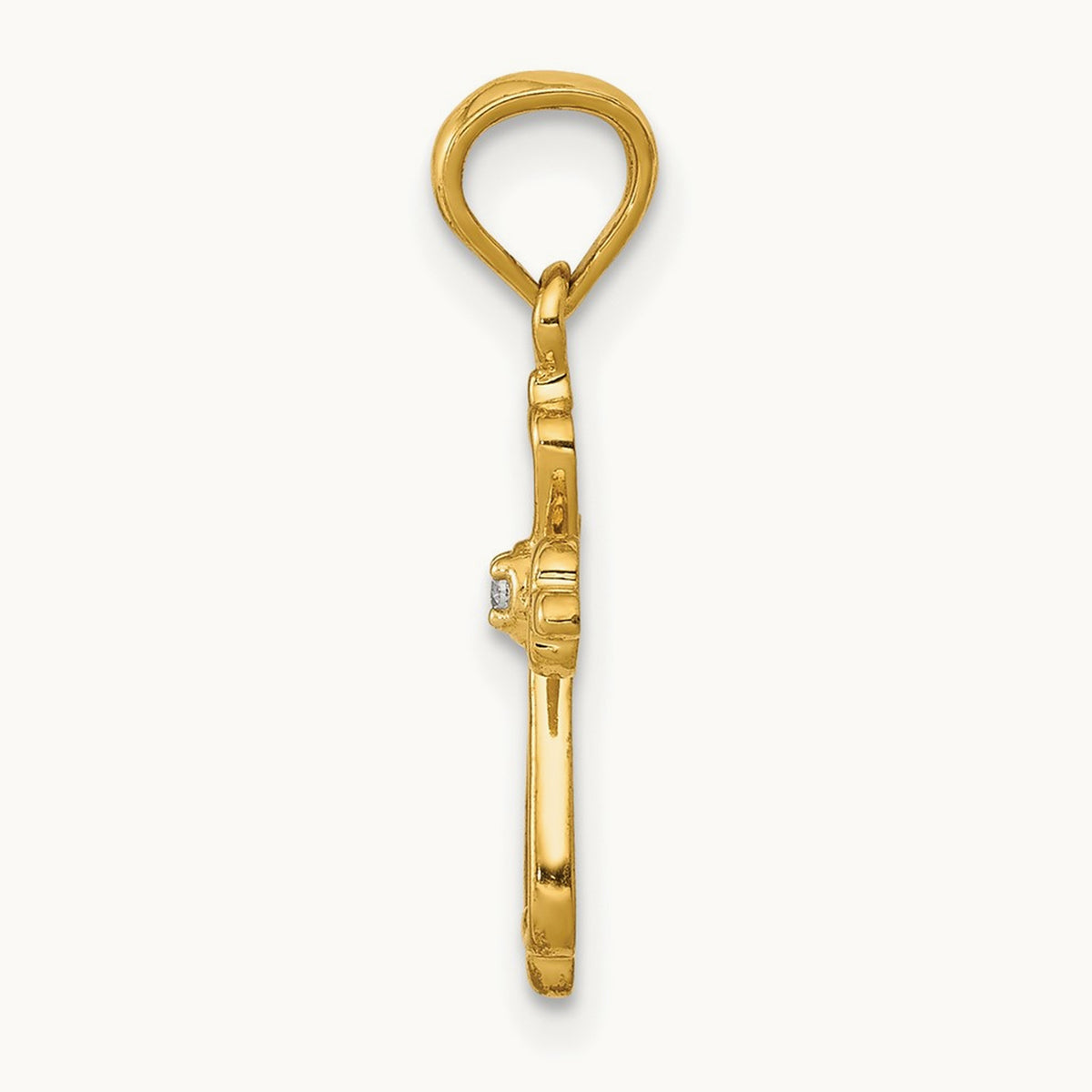 Diamond Accented Cross Pendant — 14K Yellow Gold, 21.5mm